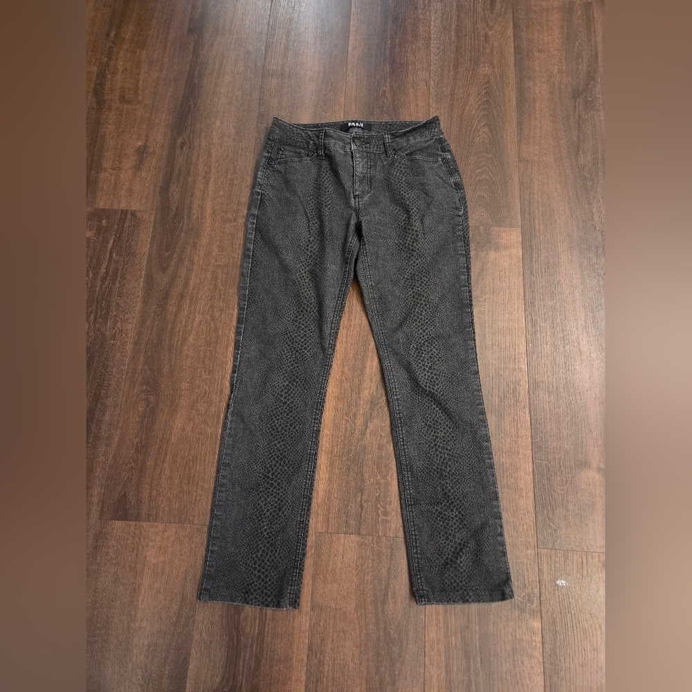 Charcoal Cheetah Print Straight Leg Women's Jeans